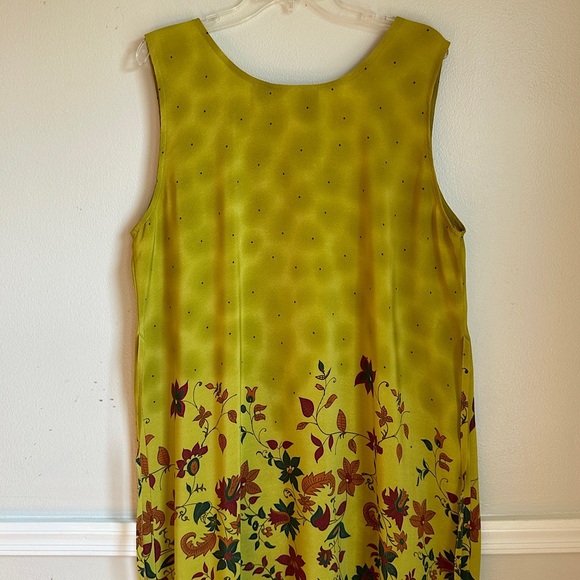 3/$20 💥 Mlle Gabriel Vintage Maxi Dress Chartreuse Floral Print w/ Cinched Waist - Picture 11 of 17